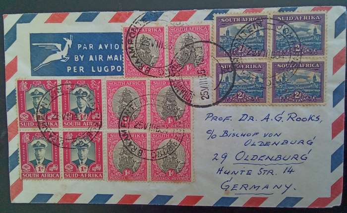 Union of SA - Airmail Cover from Braamfontein to Germany